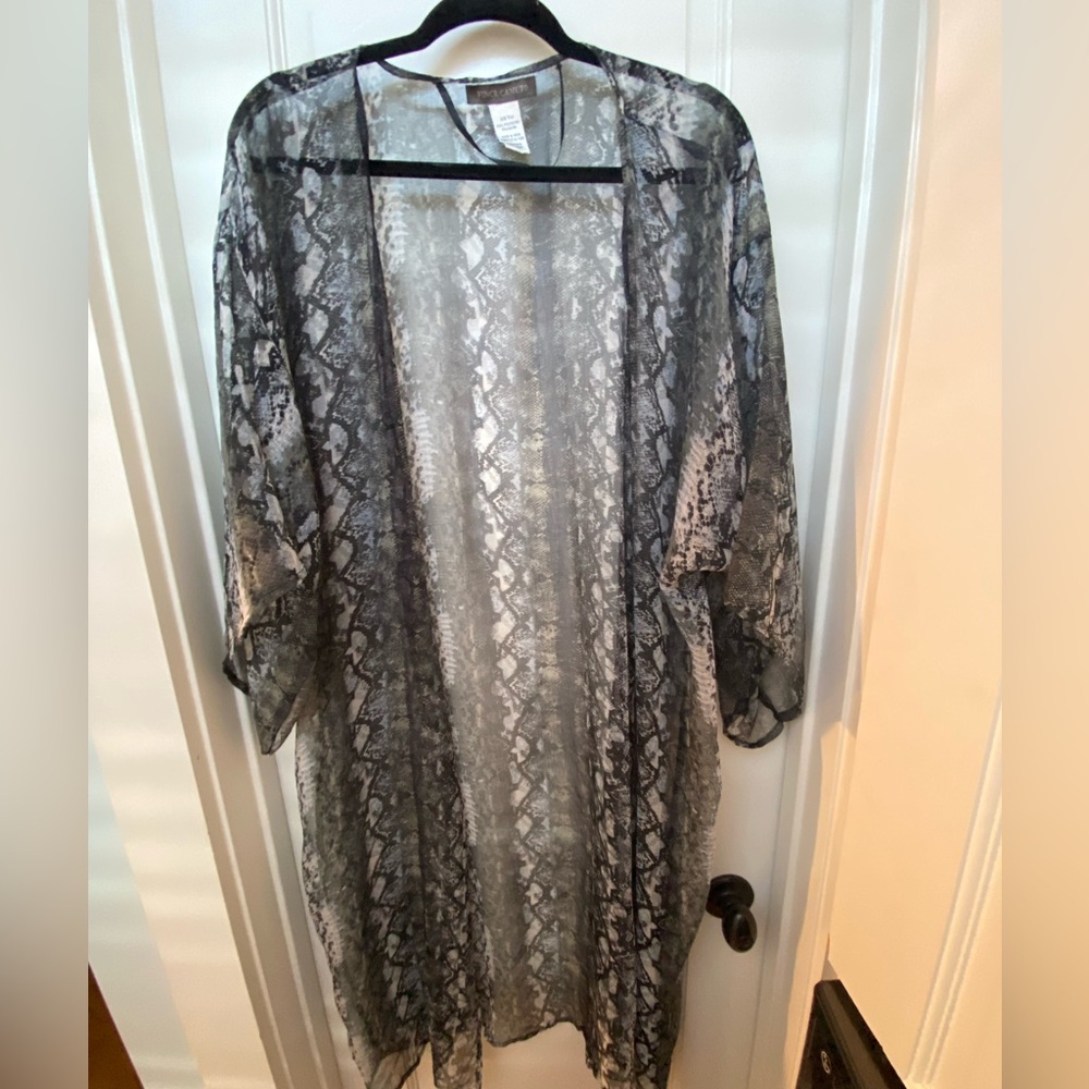 Vince Camuto Sheer Snakeskin Print Kimono Cardigan Coverup One Size